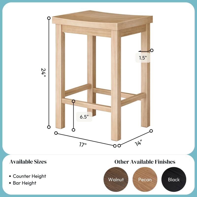 Now Furniture Solid Wood Backless Saddle Seat Counter Height Stool