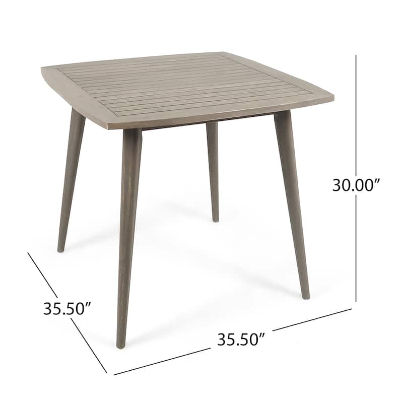 Roomfitters Outdoor Square Acacia Wood Table with Straight Legs, Stylish and Durable Design for Patio and Garden Use, Gray
