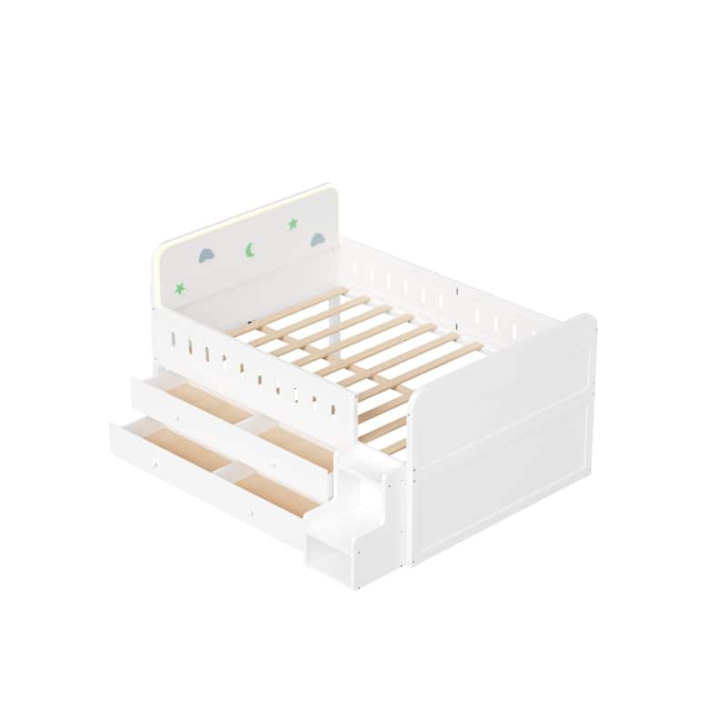 Storage Bed with LED Headboard and Four Drawers by Harper&Bright Designs