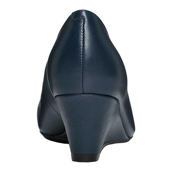 navy leather wedge shoes