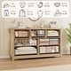 preview thumbnail 26 of 26, Modern Wood Dresser with Golden Ring Handles, Antique White Storage Organizer for Living Room Entryway