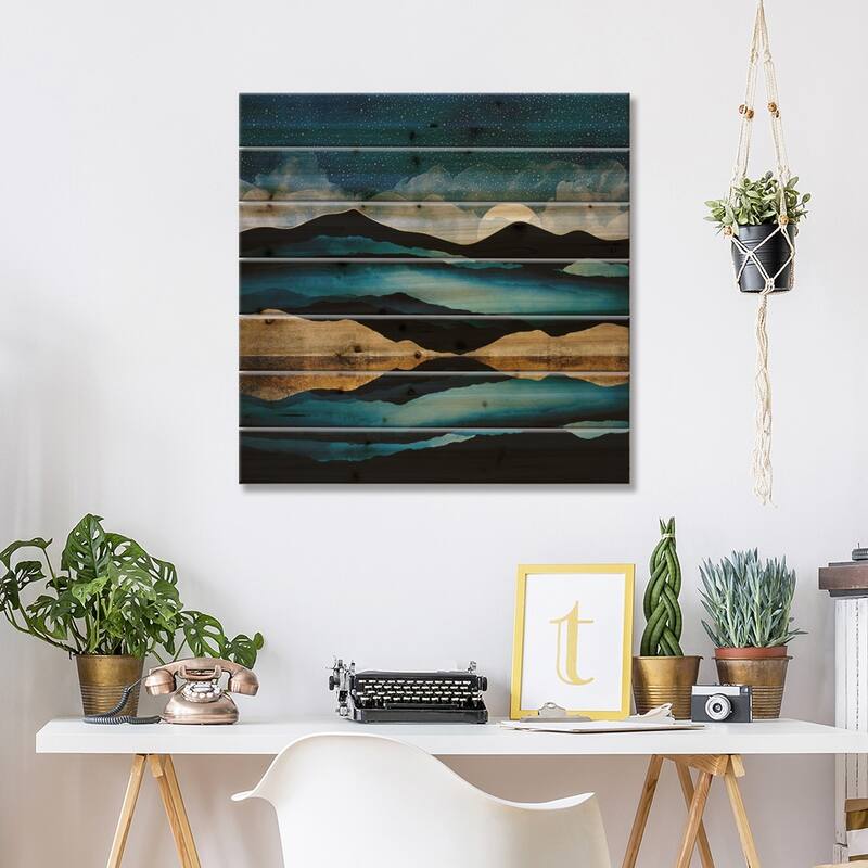 Midnight Mountain Print On Wood by SpaceFrog Designs - Multi-Color