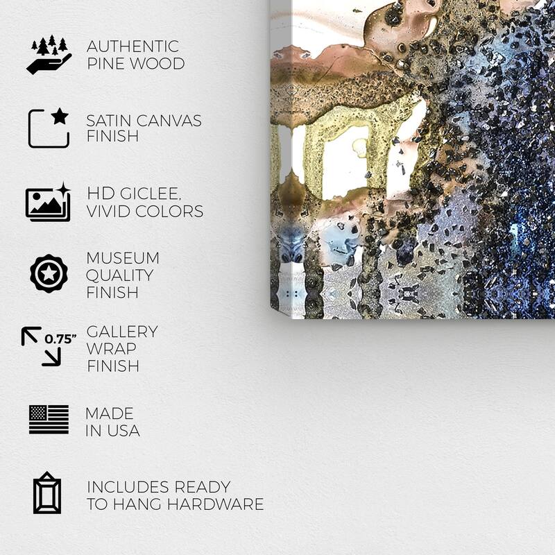 Wynwood Studio Abstract Glitter Rocks I Blue and Dark Blue Modern & Contemporary Wall Art Canvas Print