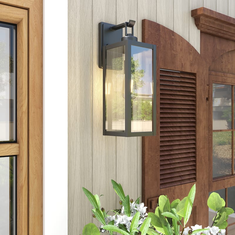 1-Light Matte Black Modern Outdoor Wall Lantern