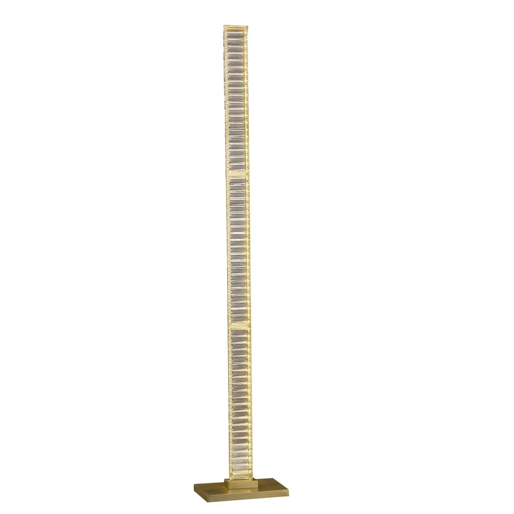 Lizy 62 Inch Floor Lamp with Crystal, LED Metal Frame, Antique Brass