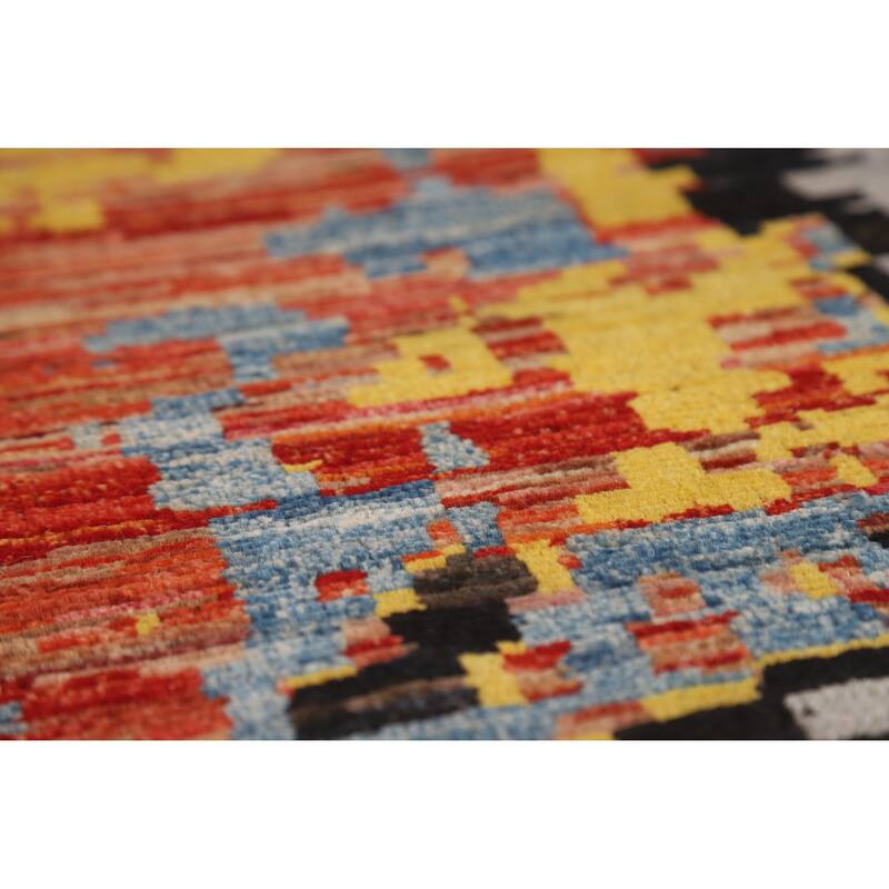 Contemporary Abstract Oriental Area Rug Hand-Knotted Wool Carpet - 8'3" x 11'3"