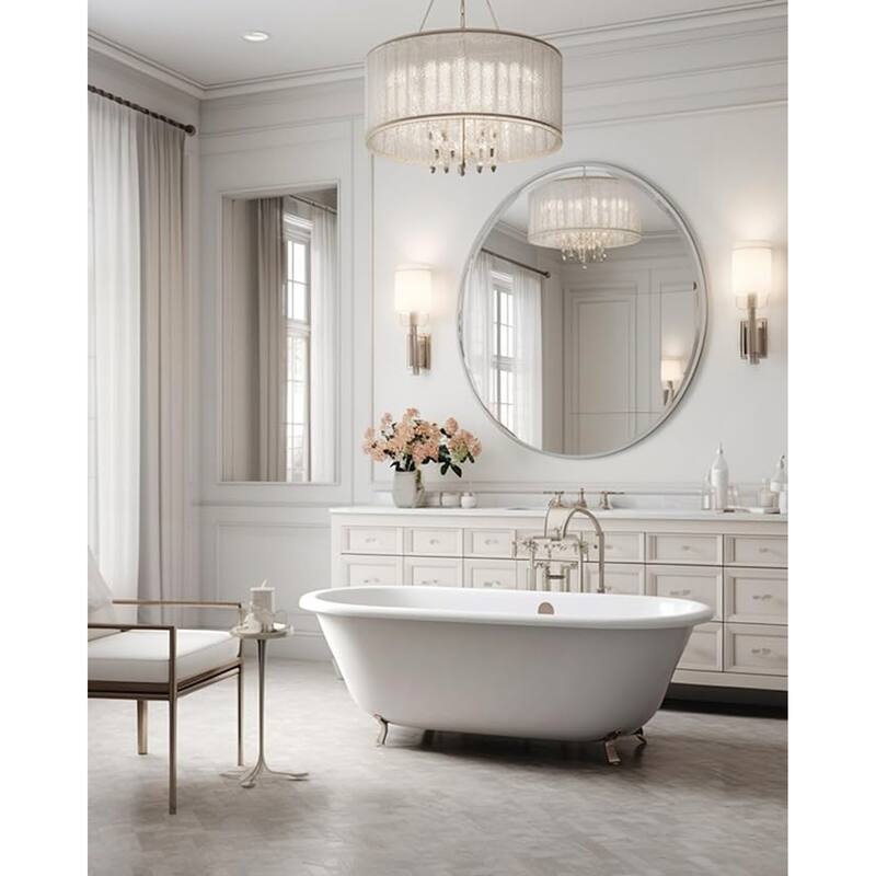 42 Inch Metal Framed Round Bathrrom Mirror 