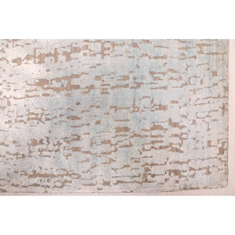 ECARPETGALLERY Hand-knotted Legacy Light Blue Silk, Wool Rug - 2'5 x 10'3
