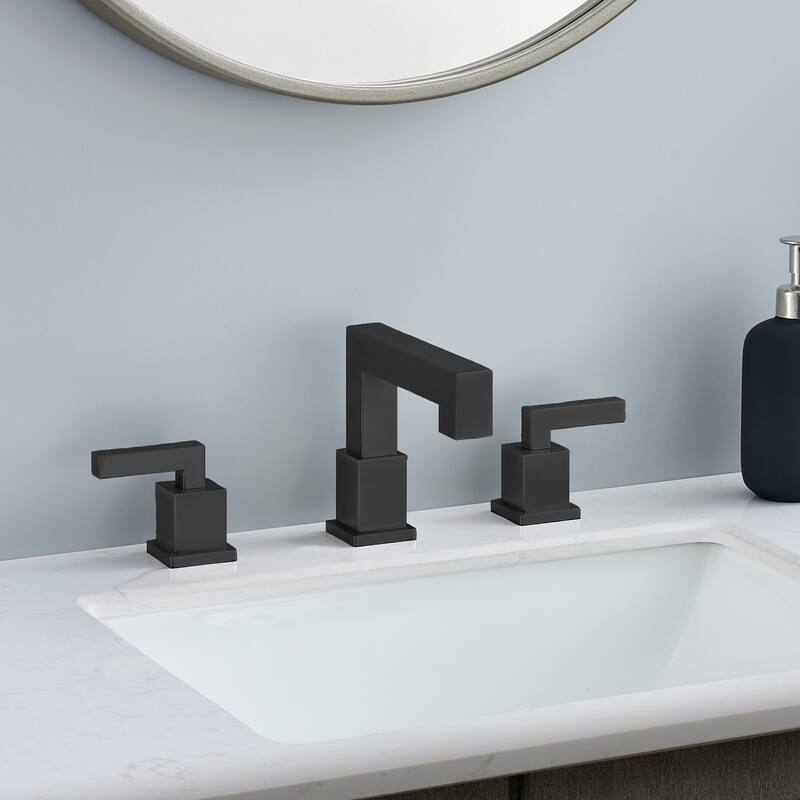 Modern 2 Handle Waterfall Bathroom Sink Faucet with Pop Up Drain Assembly and Lead Free Supply Hose, Rust Resistant