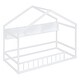 preview thumbnail 16 of 18, Wooden Twin Size House Bed with Storage Shelf,Kids Bed with Fence and Roof, Gray