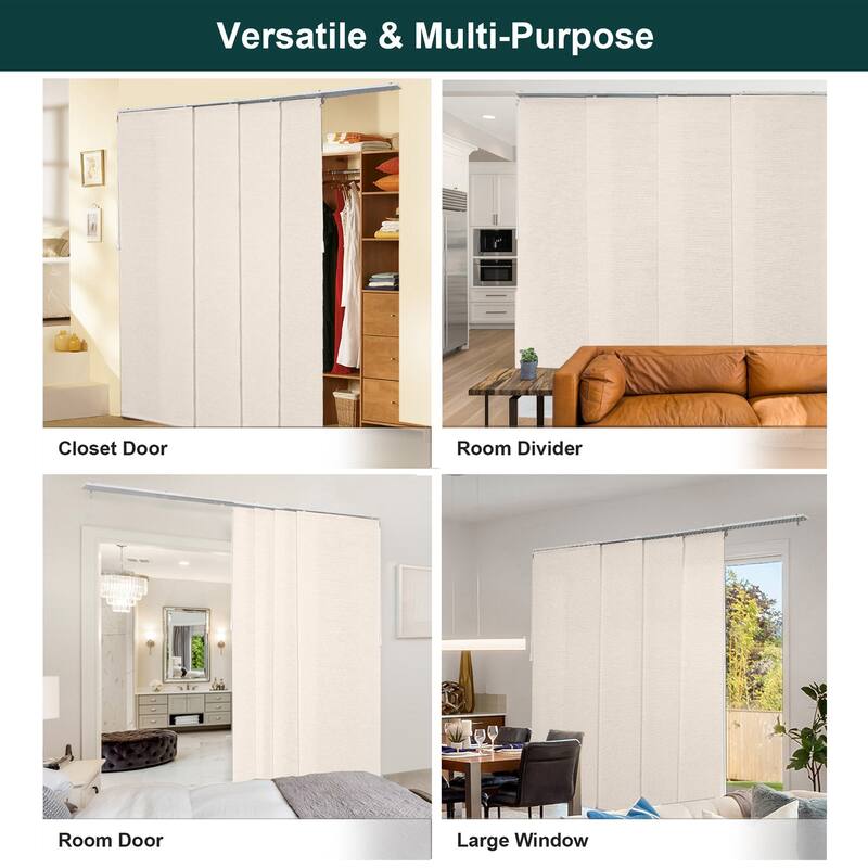 CHICOLOGY Adjustable Sliding Panels, 4-Rail Track, Vertical Blinds, Pation Door Curtain, Room Divider