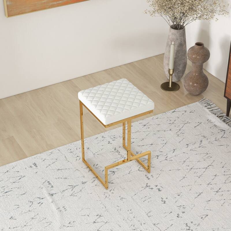 Felicia Mid Century Modern Luxury French Boucle Fabric Counter Stool in Beige - Single - Counter Height - 23-28 in.