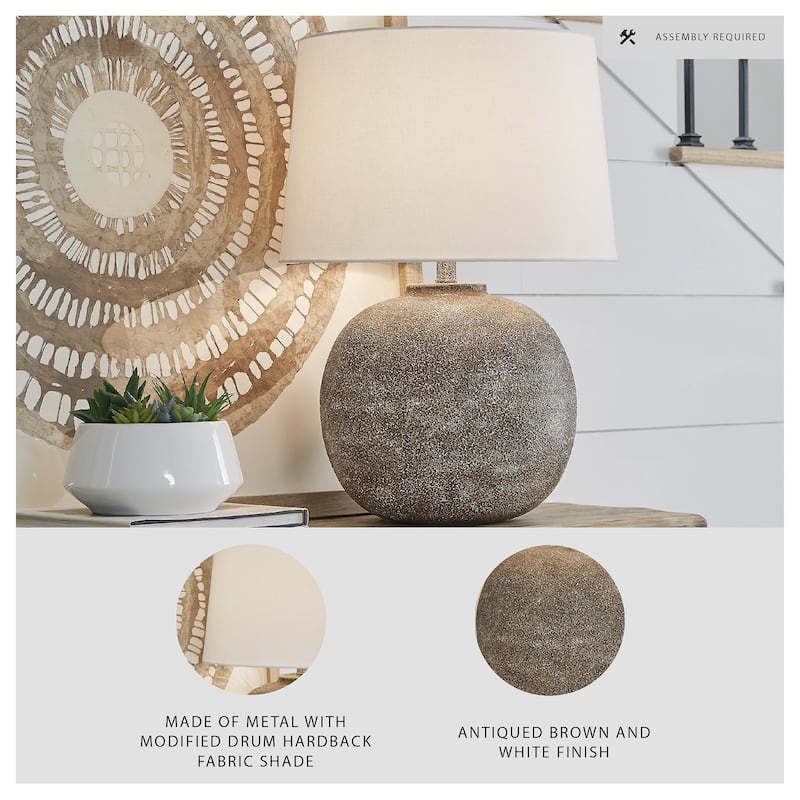 Signature Design by Ashley Neavesboro Antique Brown/White Table Lamp - 17.5" W x 17.5" D x 23.5" H