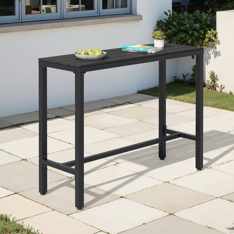 Crestlive Products Patio Outdoor Bar Table Rectangle Pub Table