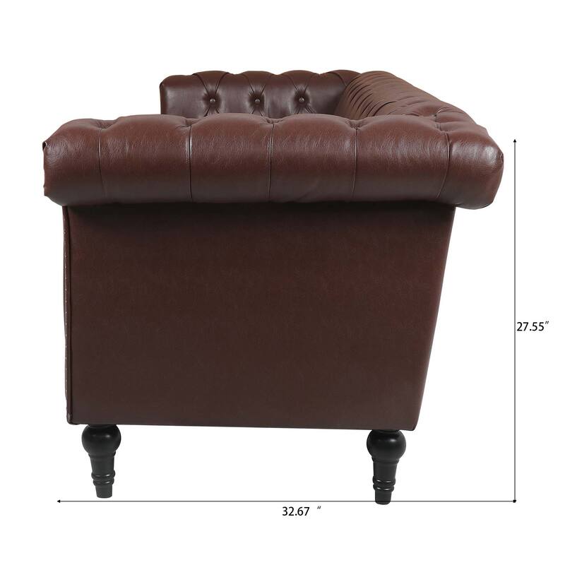 Traditional Sofa Couch 82.5" Width Square Arm Removable Cushion 3 Seater Sofa