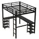 preview thumbnail 6 of 10, Full Metal Loft Bed with Desk and Shelves, Black