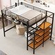 preview thumbnail 2 of 16, Full Size Metal Loft Bed with Storage Ladder and Grid Shelf