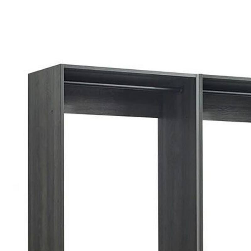 Dee Modular Freestanding Closet System, 6 Shelves, 2 Hanging Rods, Gray