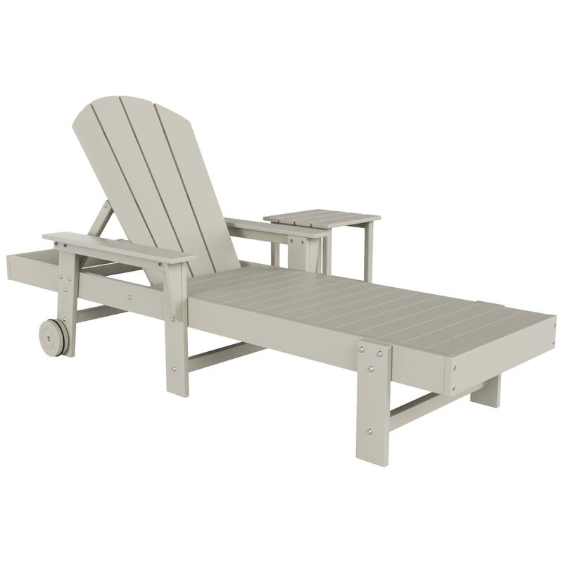Polytrends Laguna Hdpe All Weather Outdoor Patio Pool Reclining Chaise Lounge With Side Table (2-Piece Set)