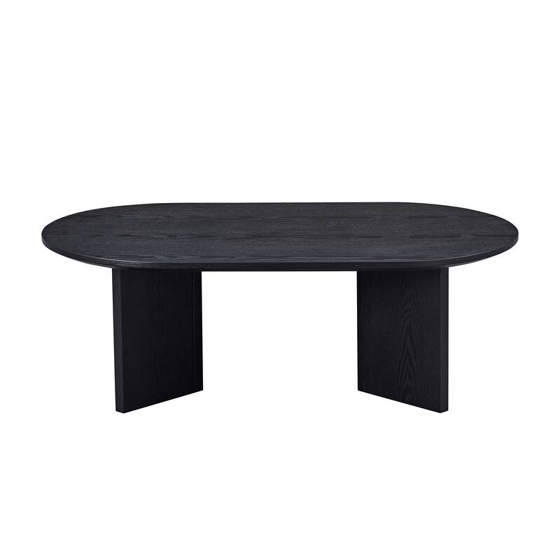 Length 39.37 Inch Modern Coffee Table,MDF Oval Coffee Table for Living Room,Small Coffee Table with Sturdy Pedestal