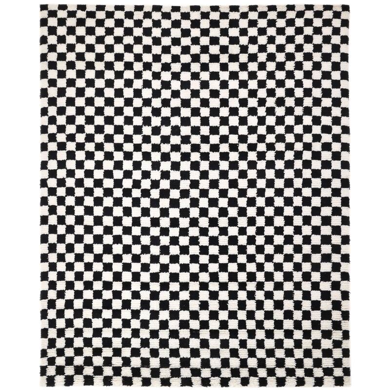 Contemporary Checkered Black Area Rug - 3' x 5' - Black