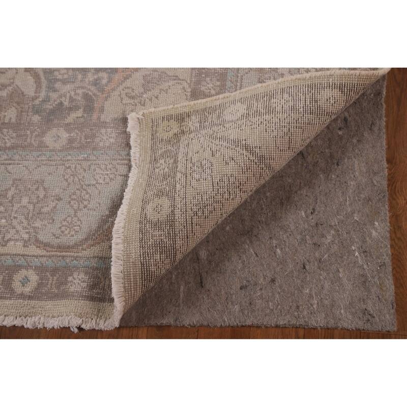 Grey Distressed Tabriz Persian Antique Rug Hand-knotted Wool Carpet - 6'5" x 9'4"