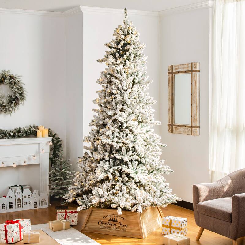 Glitzhome 26"L Wooden Trapezoid Farm Fresh Christmas Tree Collars