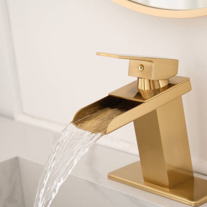 Single Handle Gold Bathroom Sink Faucet with Drain Assembly