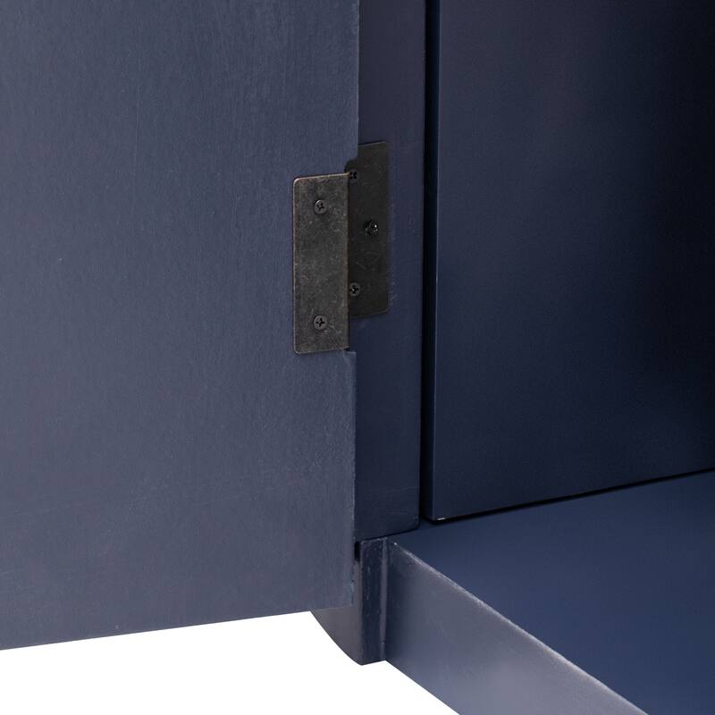 Modern Storage Cabinet with Adjustable Shelves, Metal Handles and Vertical Striped Doors