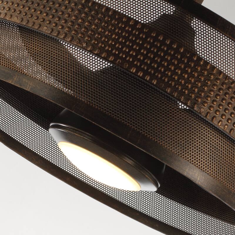 21-inch Brown Rustic Cage Small Ceiling Fan/ Fandelier with Light and Remote - 21 in. D x 21 in. W x 15.5