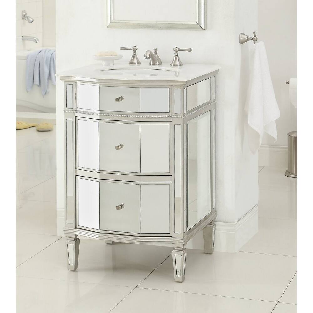 24" Petite Mirrored Ashlie Bathroom Sink Vanity