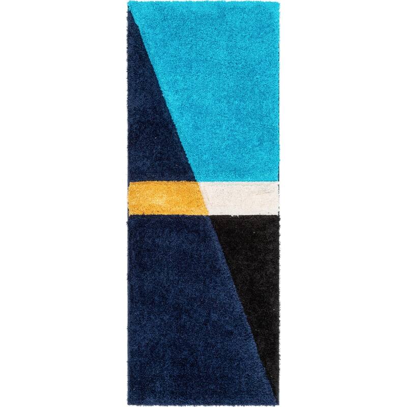 Well Woven Lolly Mori Abstract Geometric High Low Shag Area Rug