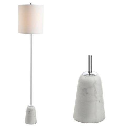 Levitt 62.5" Marble/Metal LED Floor Lamp, White/Chrome by JONATHAN Y