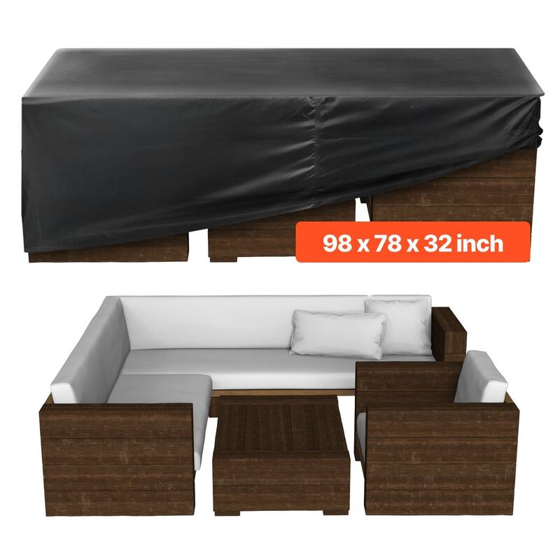Black Oxford Fabric Large Patio Furniture Cover with Waterproof, UV and Windproof Design - 98 x 78 x 32 inch