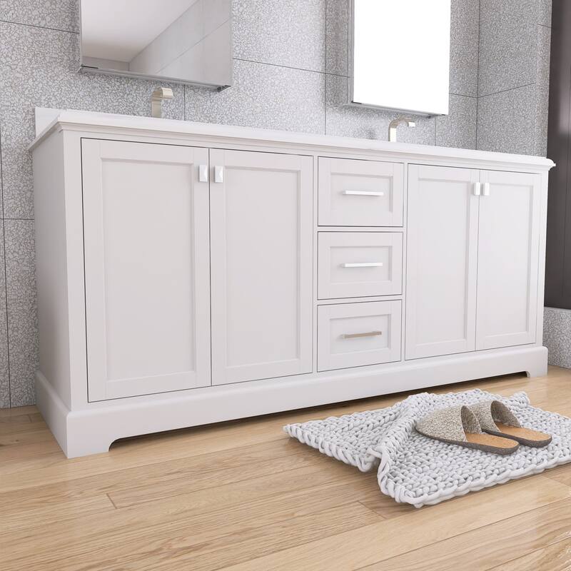 60/72 Inches Plywood Freestanding Bathroom Vanity Set with Drawer and Ceramic Sink