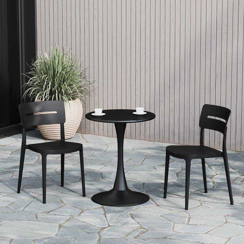 Frond and Form Modern Outdoor Patio Stacking Dining Side Chair (Set of 2)