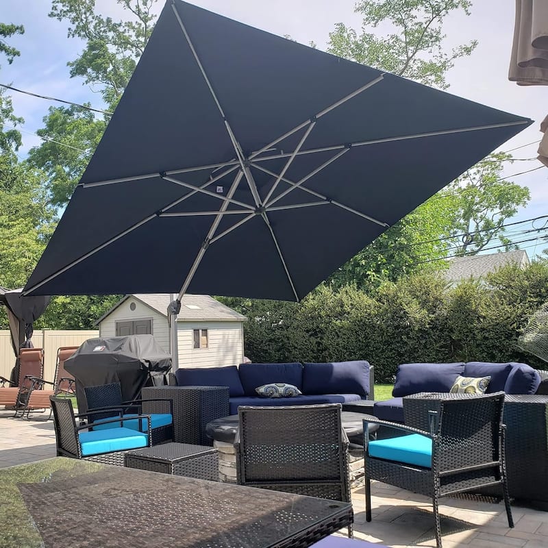 PURPLE LEAF 12 ft Double Top Deluxe Square Patio Cantilever Umbrella