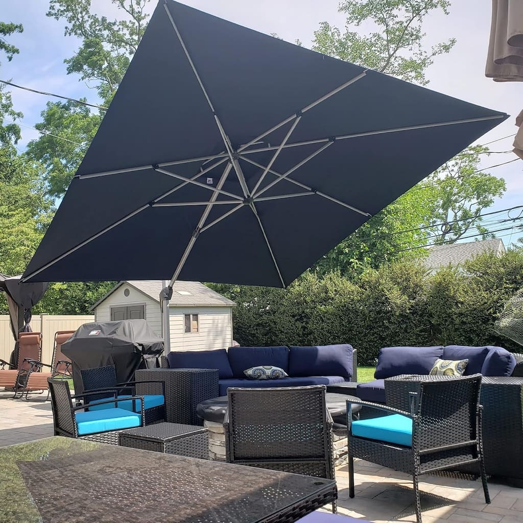 PURPLE LEAF 12 ft Double Top Deluxe Square Patio Cantilever Umbrella