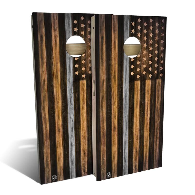 Charred Corrections Gray Line Outdoor Cornhole Board Set - Backyard 2x4 - Include Carrying Case