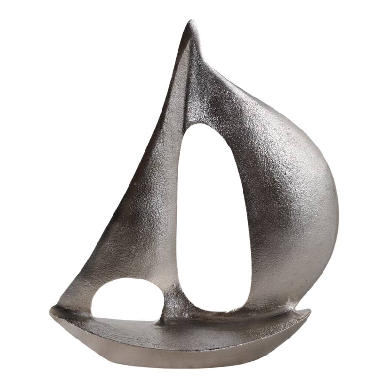 Metal Modern Coastal Sailboat Sculpture Decorative Accent - 13" Silver - 11" x 3" x 13.25"