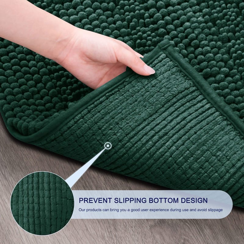 Subrtex Super Soft Absorbent Braided Bathroom Mats Chenille Bath Rugs