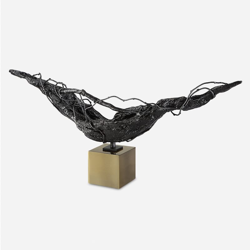 Abstract Cast Iron Sculpture - 19.25" - Bronze Finish