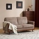 preview thumbnail 1 of 5, Modern Farmhouse Velvet Upholstery Loveseat With Solid Wood Frame Compact 2-Seater Couch For Small Space Brown