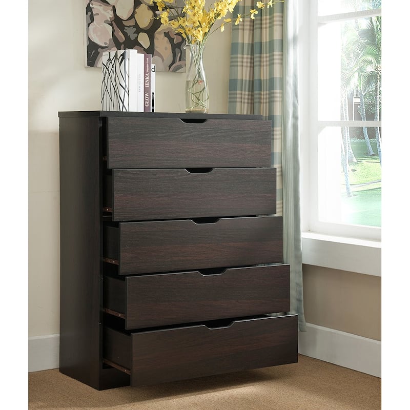 Drawer Clothes And Storage Chest Faux Wood Grain And Metal Drawer Glides - Brown