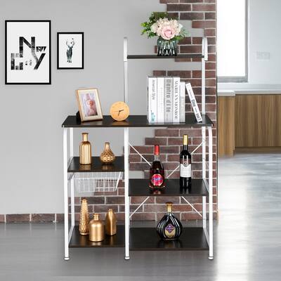 4-Tier Kitchen Baker's Rack Storage Shelf Microwave Stand w/ 10 Hooks