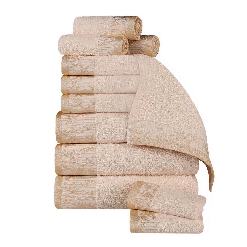 Superior Wisteria Cotton Floral Jacquard 12 Piece Bathroom Towel Set