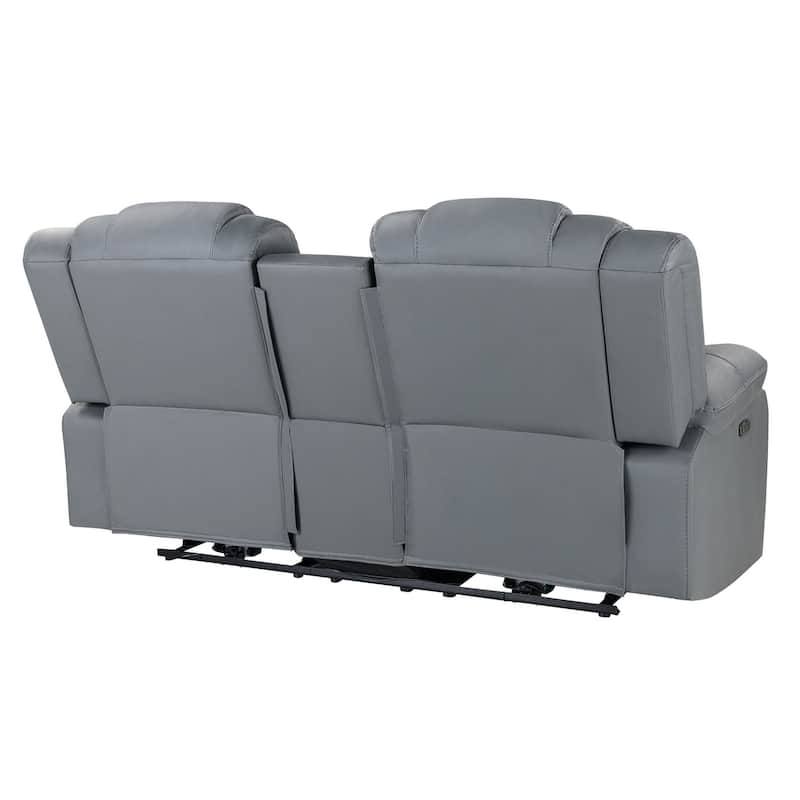 75" Light Gray Faux Leather Power Reclining Loveseat With Storage
