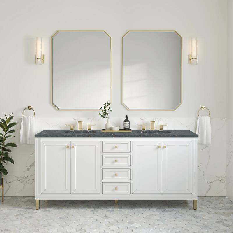 Chicago 72" Double Vanity, Glossy White, w/FreePower Wireless Charger
