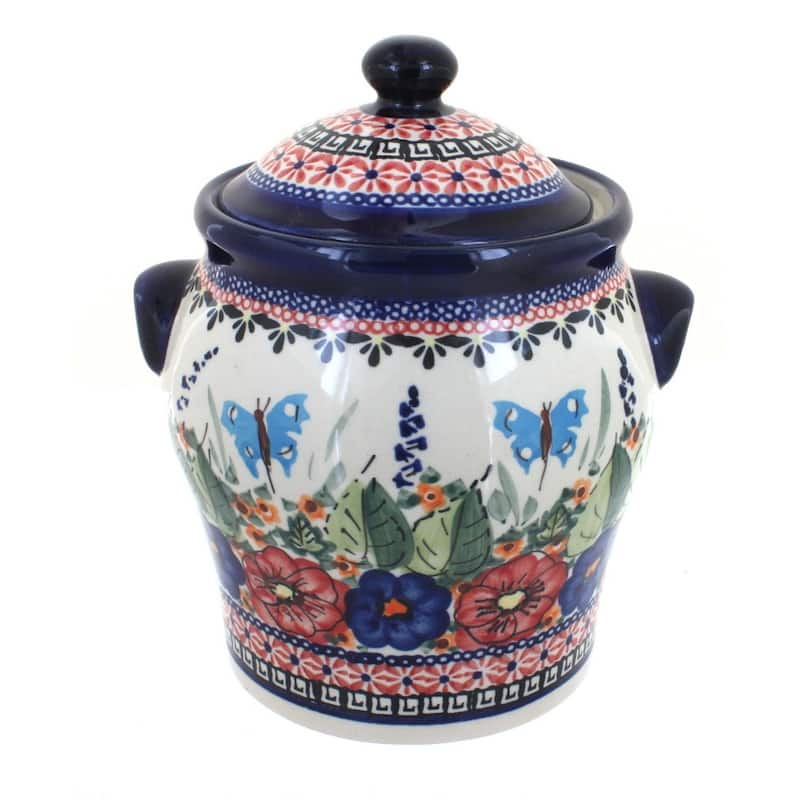 Blue Rose Polish Pottery 1100 Zaklady Large Canister