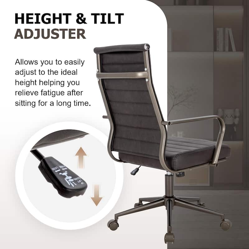 Ergonomic Office Chair Full-Grain Leather with Lumbar Support